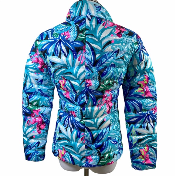 Lilly Pulitzer Marilee Reversible Puffer Jacket Maldives Hype It Up - Picture 4 of 11